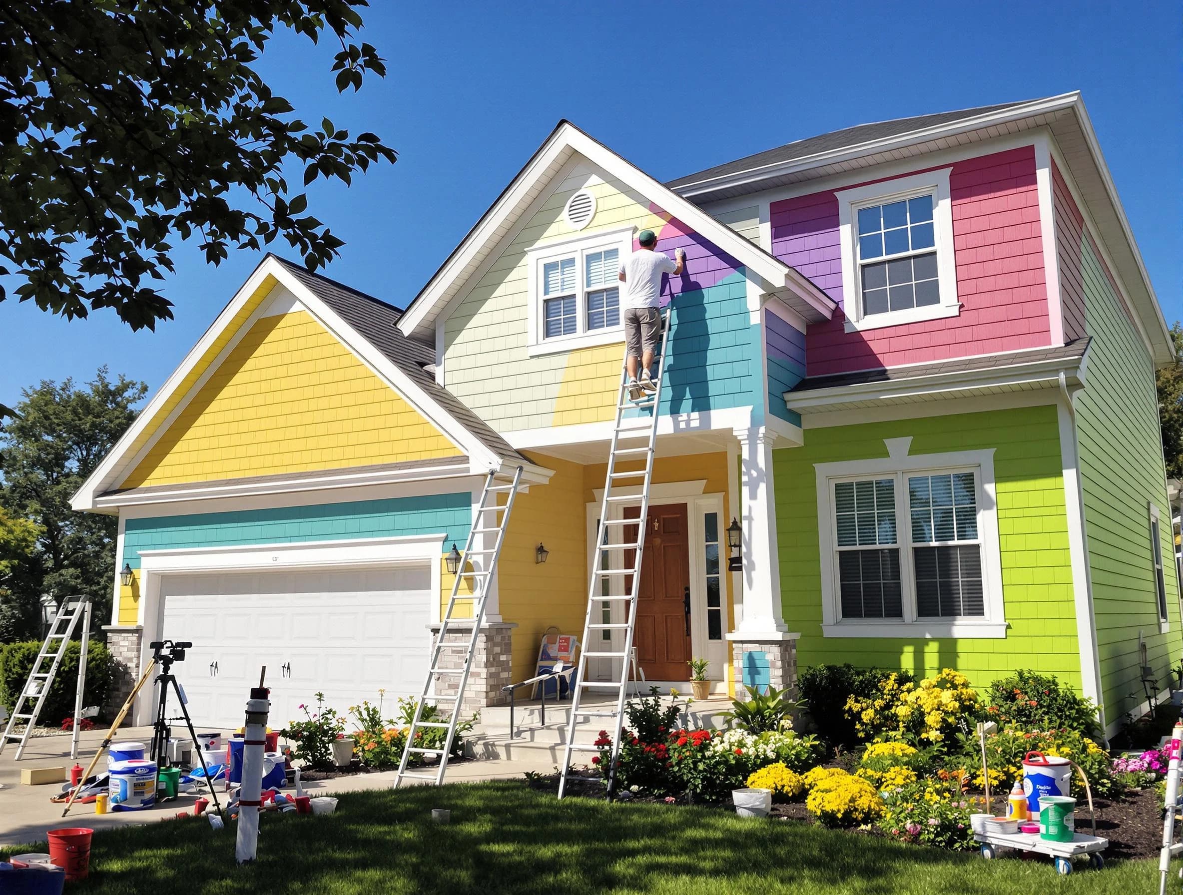 Middleburg Heights House Painters professionals painting a home exterior in Middleburg Heights, OH