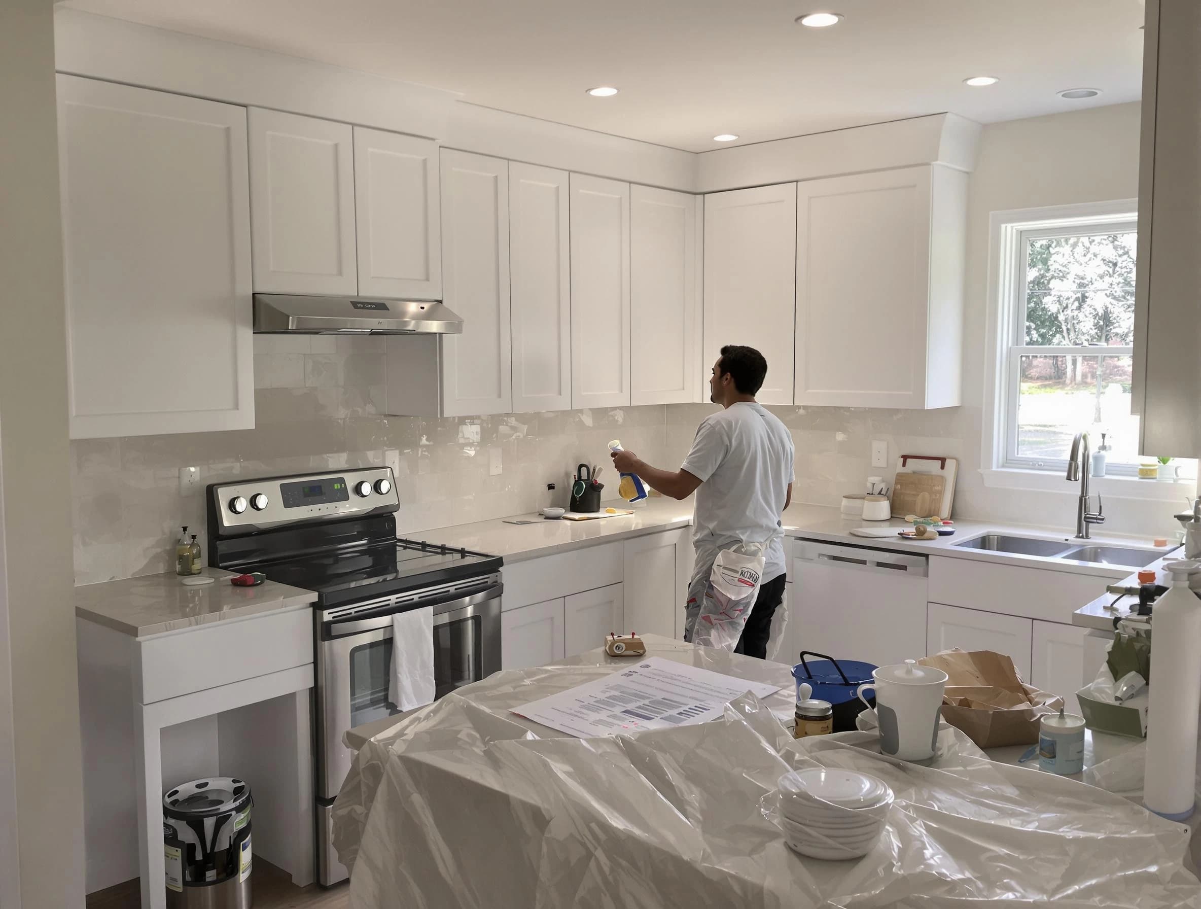 Middleburg Heights House Painters performing detailed kitchen painting in Middleburg Heights